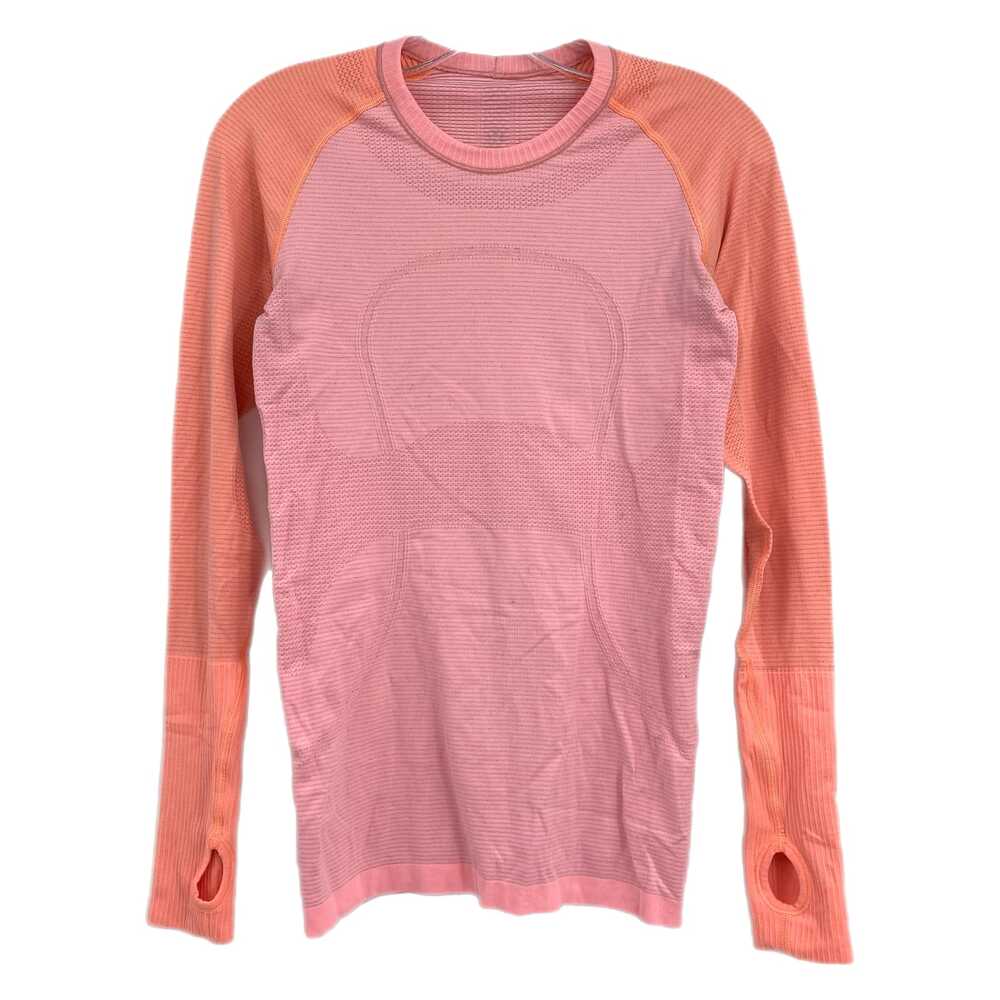 lululemon Pink Orange Long Sleeve Tee Athletic Top Round Neck